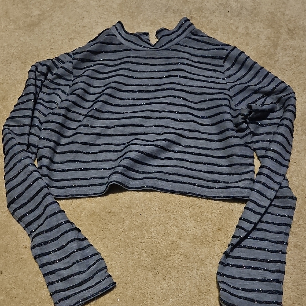 Striped Long Sleeve Crop Top